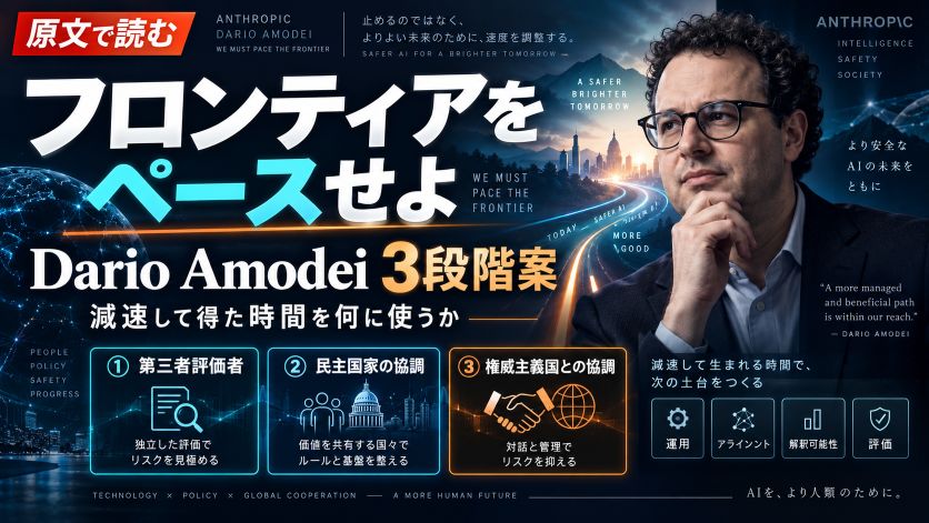 Dario Amodei「フロンティアをペースせよ」｜減速して得た時間を何に使うか、3段階案を原文で
