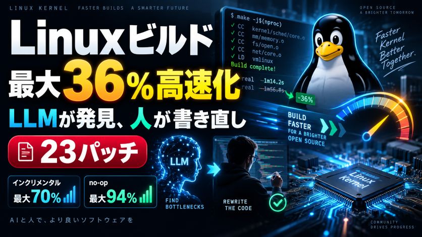 カーネルビルド最大36%高速化の23パッチ｜LLMが見つけ、人が「hideous」を書き直した