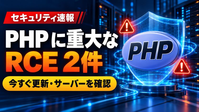PHP に重大な RCE 2件｜8.4.27 などへ今夜更新・自分のサーバーの確かめ方