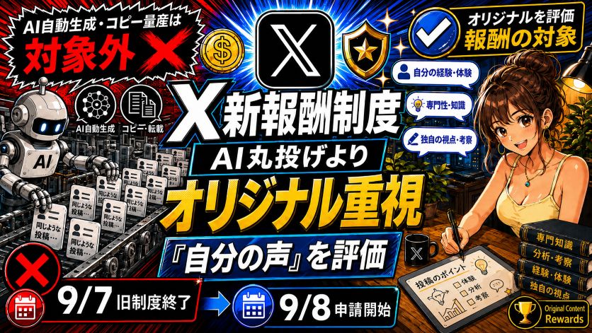 X新報酬制度、AI丸投げよりオリジナル重視へ｜「自分の声」を評価