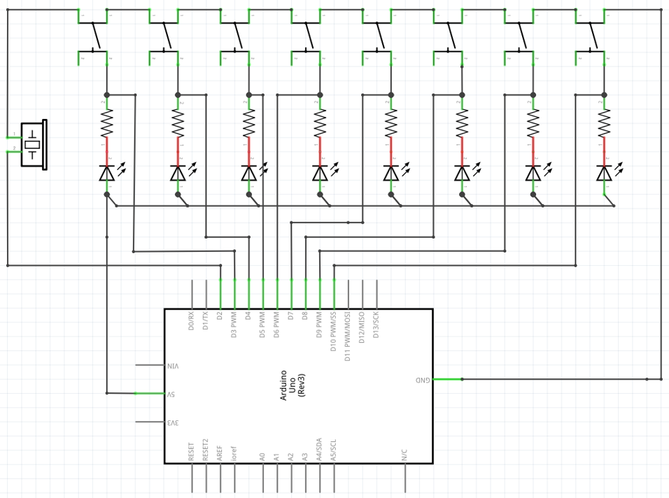 圧電ブザーを使った回路図