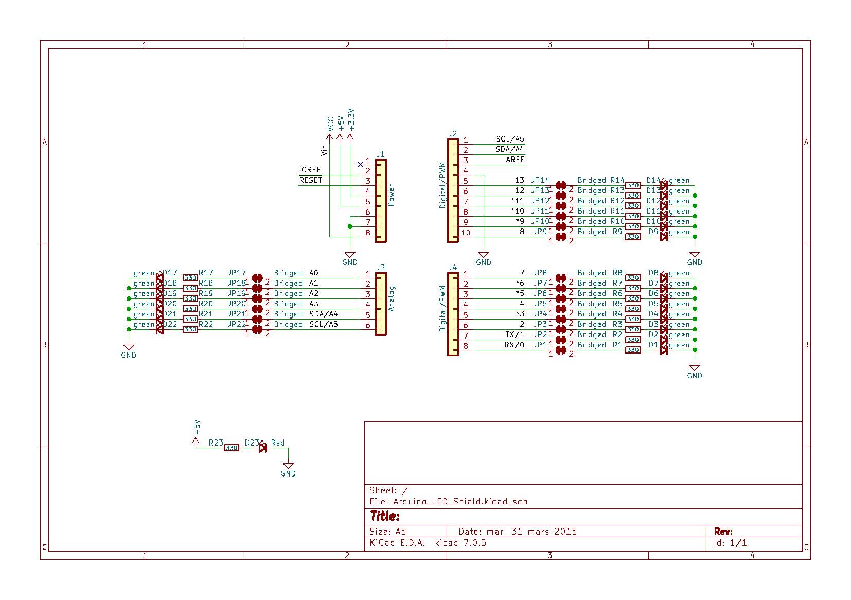 Arduino LEDシールド回路図