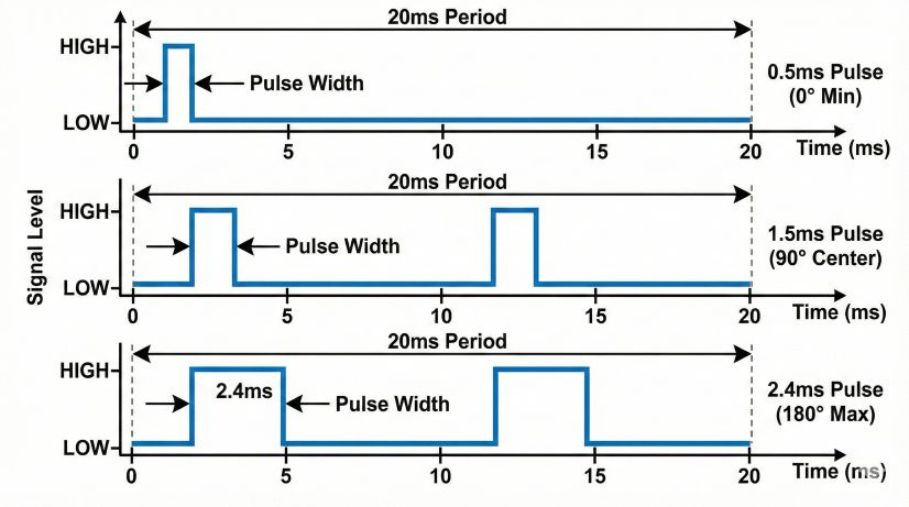 サーボ制御用PWM信号の周期とパルス幅