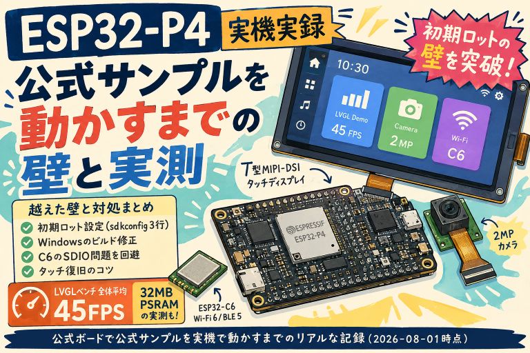 ESP32-P4 実機実録｜公式サンプルを動かすまでの壁と実測