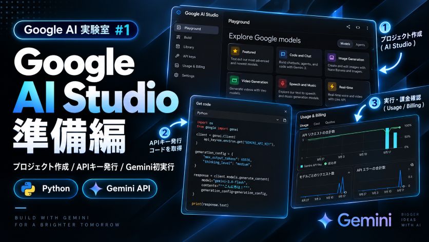 【Google AI 実験室 #1】準備編｜Google AI Studio で記事専用プロジェクトを作り、API キーを発行して Gemini を最初に呼ぶまで