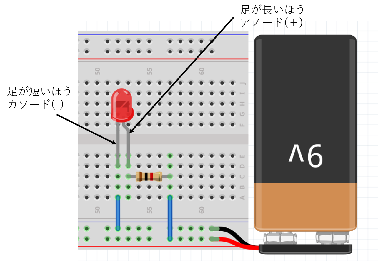ブレッドボード上での配線図