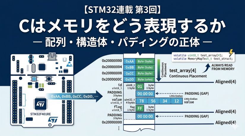【STM32連載 第3回】Cはメモリをどう表現するか ― 配列・構造体・パディングの正体 ―