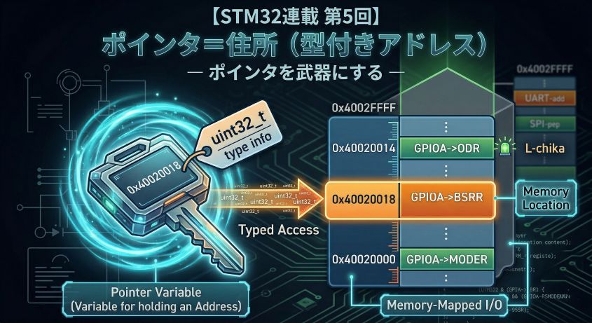 【STM32連載 第5回】ポインタ＝住所（型付きアドレス） ― ポインタを武器にする ―