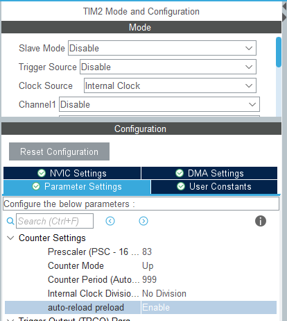 CubeMX Clock Configuration tab. Confirm that APB1 Timer clocks shows 84 MHz.